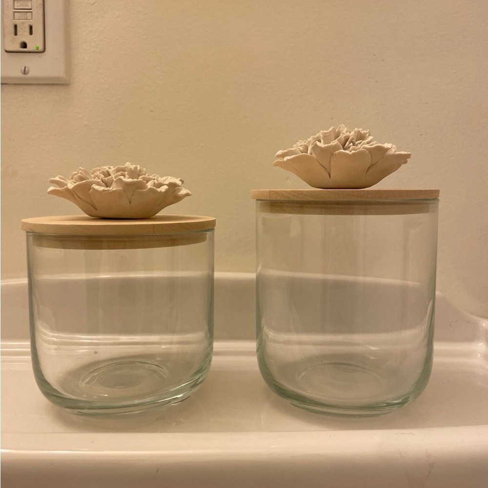 Anthropologie glass canister set of 2